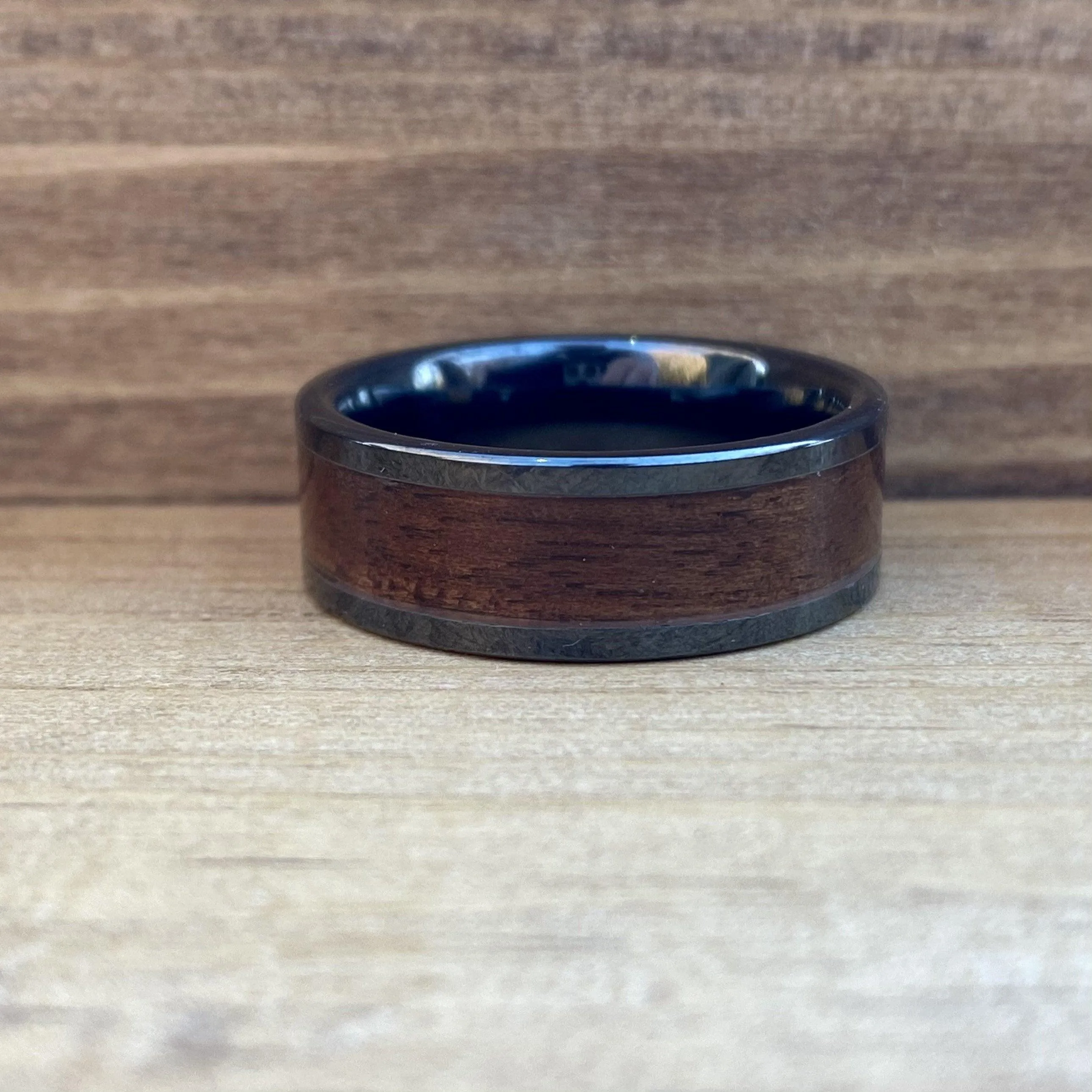 “The Sergeant” 100% USA Made Black Ceramic Ring With Wood From A M1 Garand