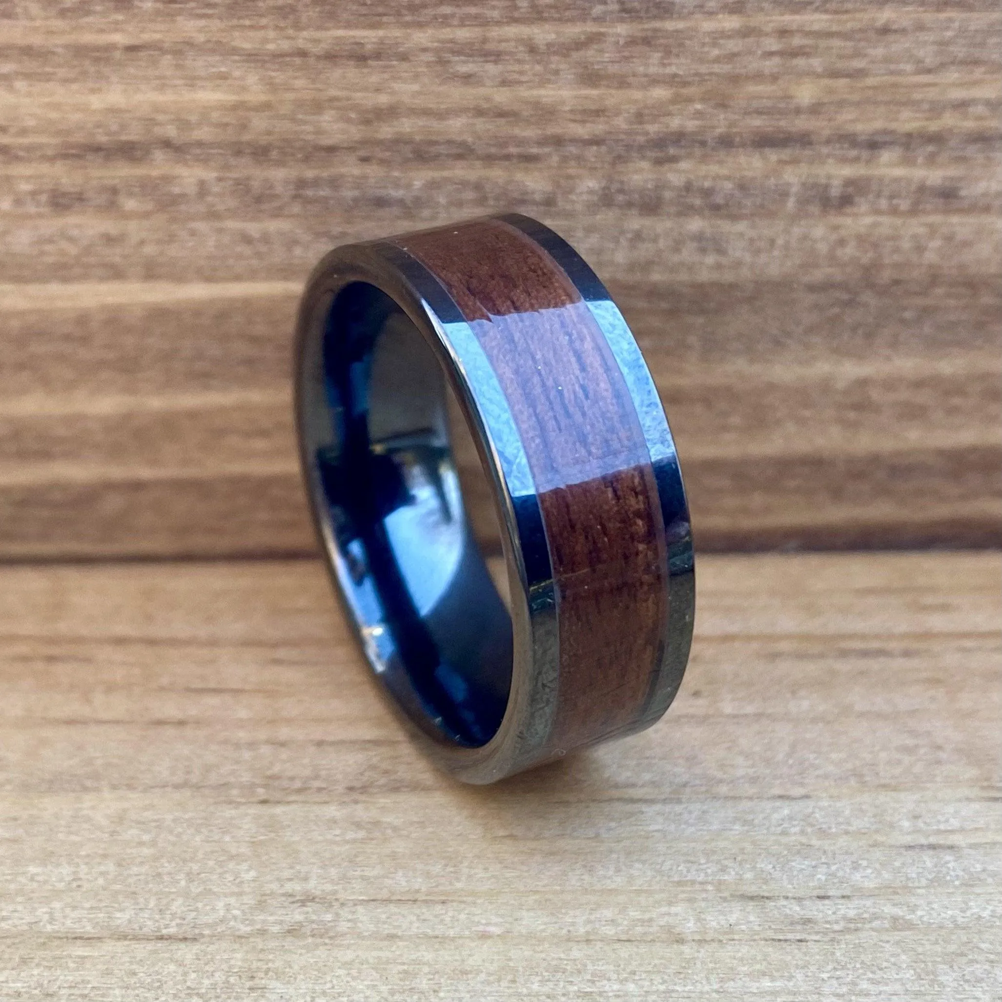 “The Sergeant” 100% USA Made Black Ceramic Ring With Wood From A M1 Garand