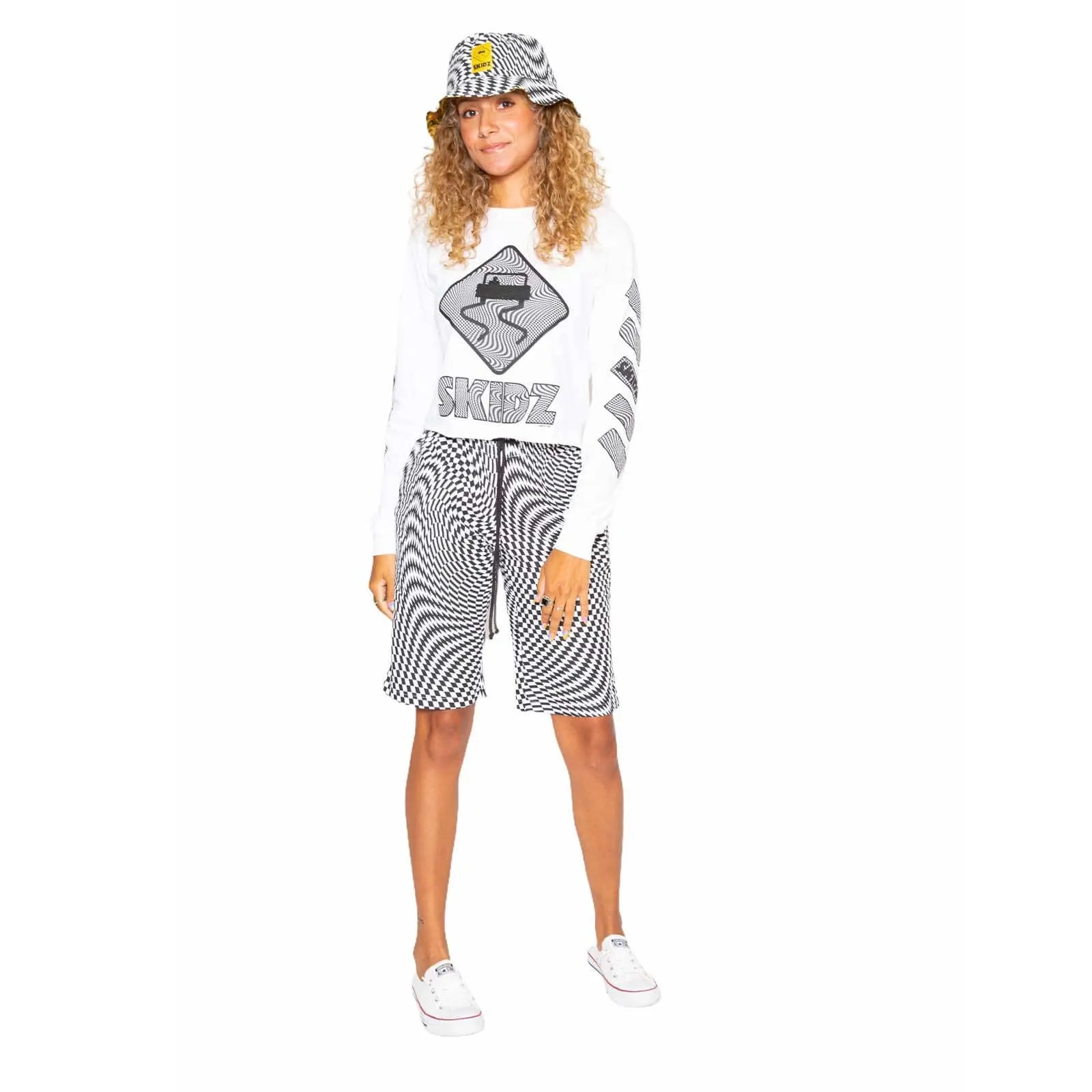 Trippy Check Shorts - Black & White