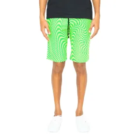 Trippy Check Shorts - Lime & Green