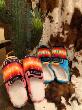 TURQUOISE BLUE aztec Arizona Southwest slippers