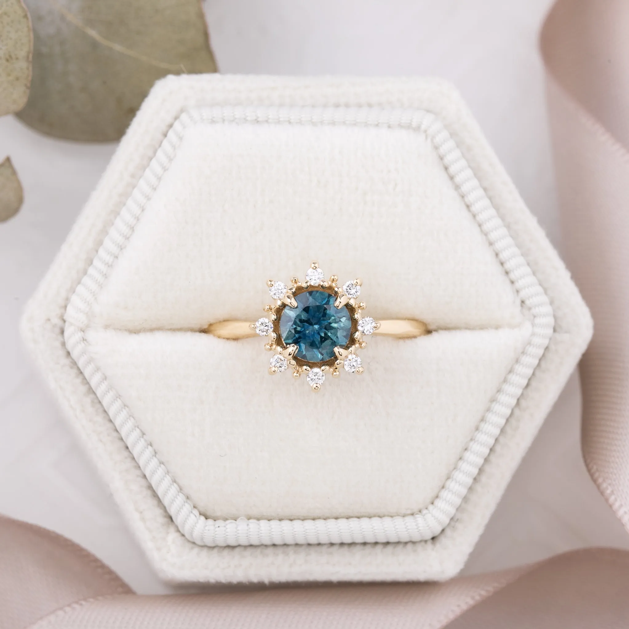 Victoria Ring 1.01ct Teal Blue Montana Sapphire, 14k Yellow Gold (One of a kind)